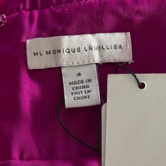 Monique Lhuillier Tulle Cut Out Midi Dress Pink Size 4 NWT - Picture 8 of 9